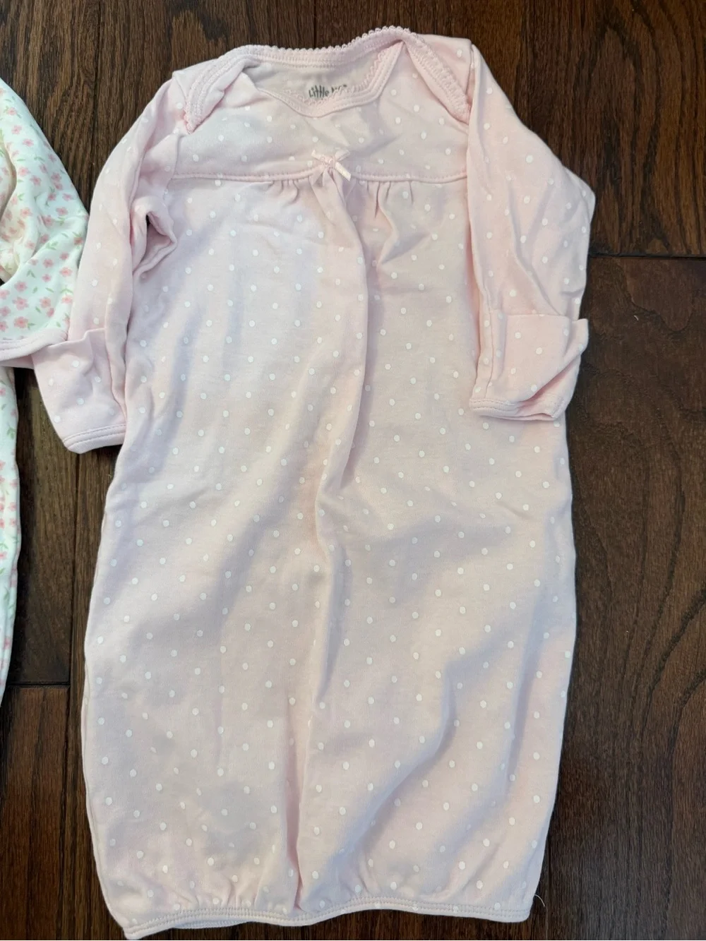 Little Me Baby Sleep Gowns - Light Pink Floral & Dot Set